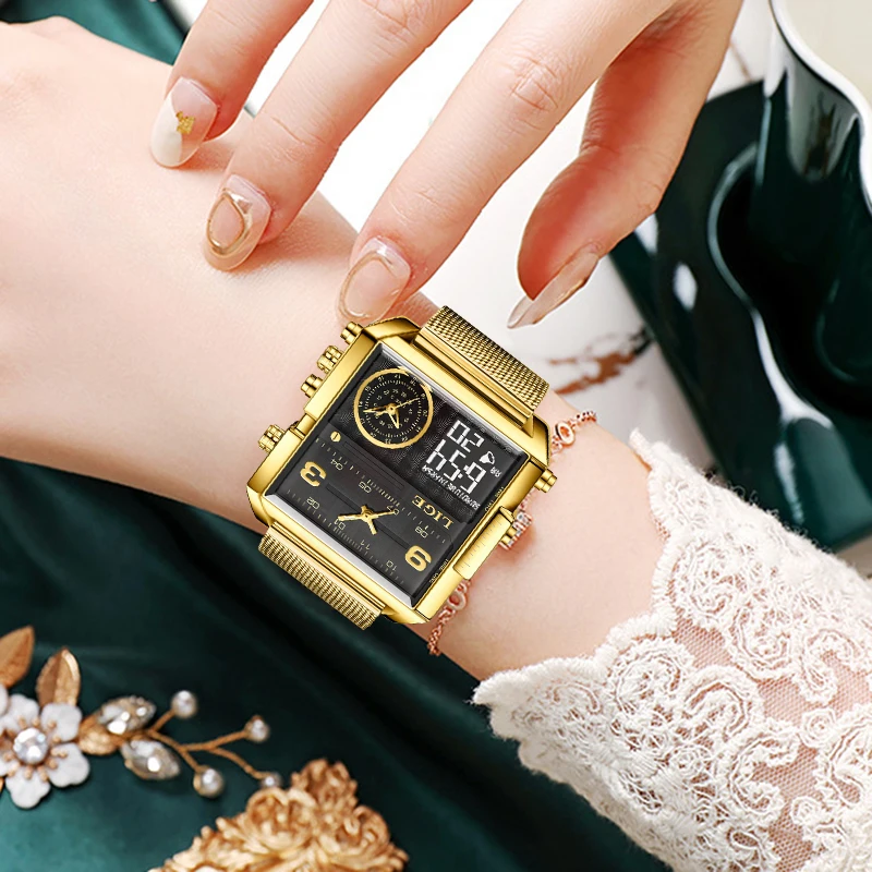 LIGE Casual Women Watches Top Brand Luxury Gold Ladies Watch Stainless Steel Band Classic Bracelet Female Clock Relogio Feminino