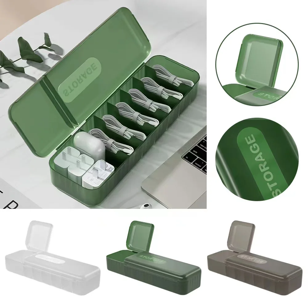 

Data Cable Storage Box, Letter Print Cable Charger Organizer, Electronic Accessories Case Drawer, Cord Storage