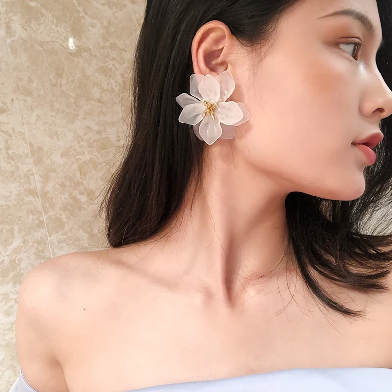 Women Girls Korean Style Exaggerated Flower Earrings Boutique
