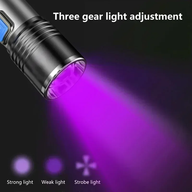 395nm UV Flashlight Zoomable Blacklight USB Rechargeable UV Light Ultraviolet Flashlight for Pet Urine Detection Curing Lighting uv flashlight