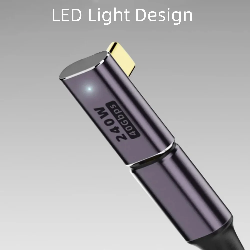 High-Speed 240W USB-C Adapter with 8K 60Hz Support - Right Angle & Straight Options, Versatile Charging and Data Connectivity