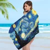 Retro Art The Starry Night Sunflowers Irises Beach Towel Cartoon Cute Large Bath Pool Beach Towel Absorbent For Swimming Travel 6