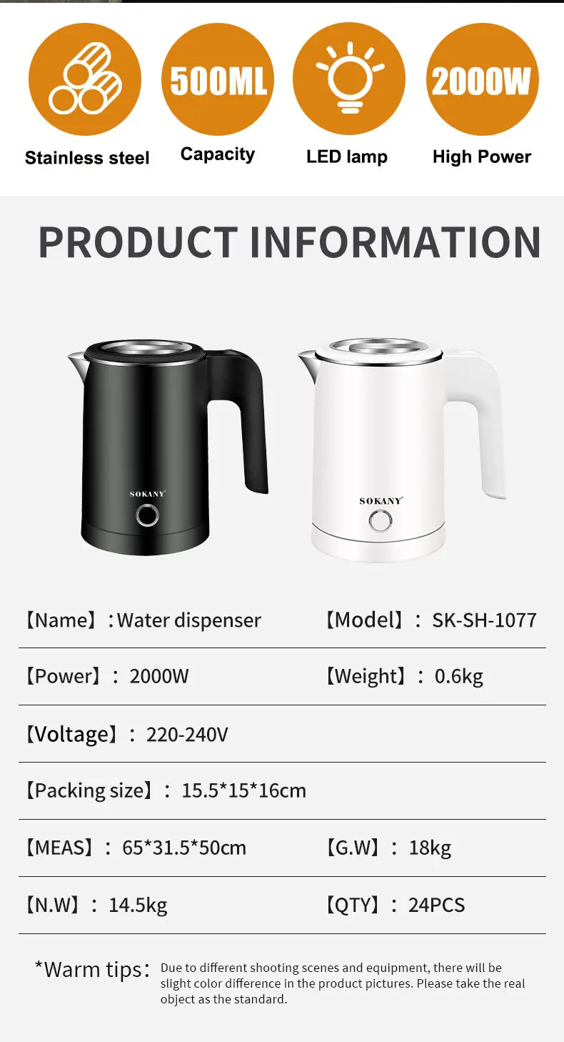 500ml Mini Portable Electric Kettle 304 Stainless Steel Mini Household  Water Boiler For Home Travel Heat Preserve Stew Desserts - Electric Kettles  - AliExpress