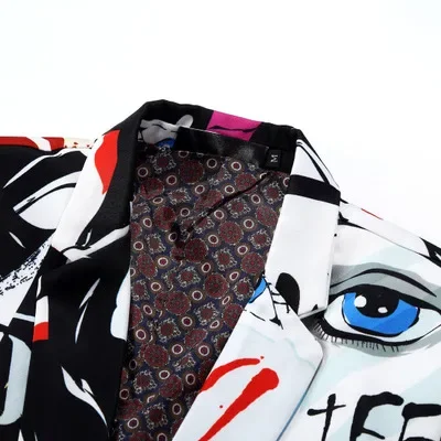 New Men's Fashion Suit Party Coat Casual Slim Fit Blazer Buttons Suit 3D Floral Print Painting Blazers Jacket Men