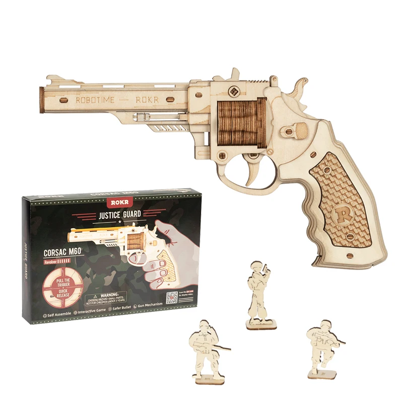Robotime Rokr bricolage 3D disperser avec élastique balle en bois pistolet Puzzle assemblage modèle jeu populaire jouets éducatifs pour les enfants
