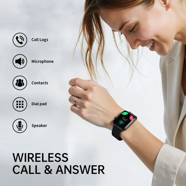 2.01'' Waterproof Smart Watch with Message Answer Call Sleep Monitoring Sports Pedometer Information Alerts For iPhone Android 2