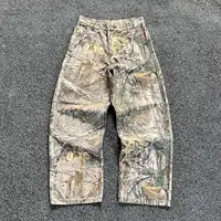 2024 Y2k Style Leaf Print Jeans Vintage Oversized Hip Hop Streetwear Men Women Goth Fashion Wide Loose Pants 1