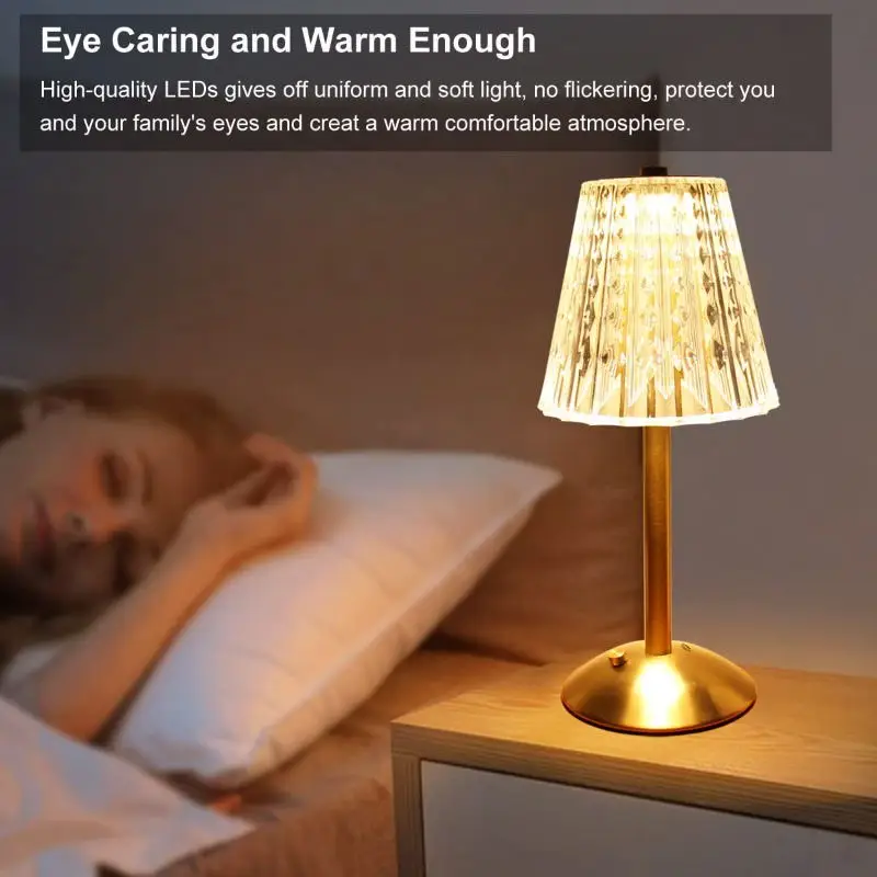 Lampe de chevet Portable sans fil avec capteur tactile, Rechargeable