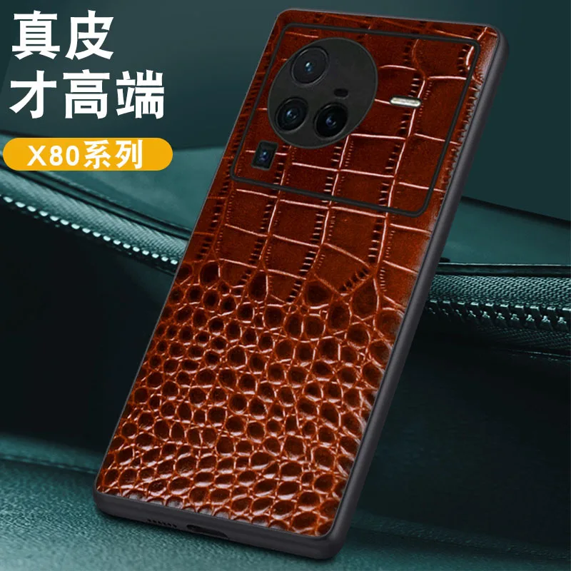 Luxury Genuine Leather Magnetic Litchi Grain Cover Mobile Crocodile Head Phone Case For Vivo X90 X80 X70 Pro x note Cover Cases