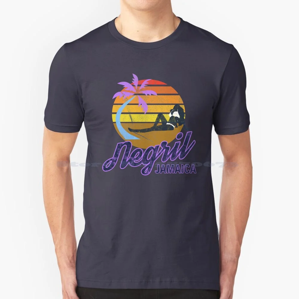 Negil Giamaica Beach Retro Classic Surf T-Shirt & Gifts T Shirt 100% Cotone Tee Palm Tree Bay Beachball Bikini Boardwalk Family