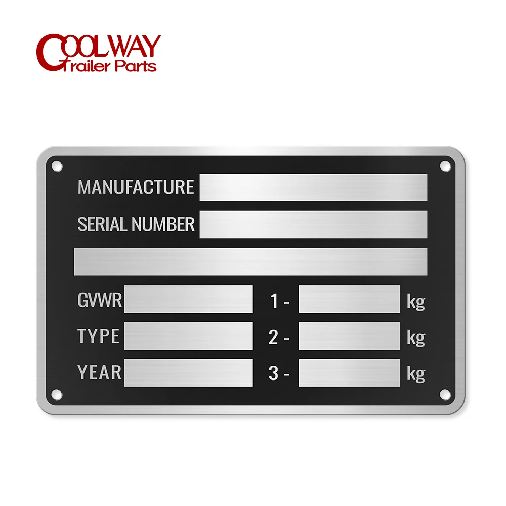 Aluminum Serial Number Trailer ID Tag Vin Plate GVWR Medical RV Parts Camper Accessories