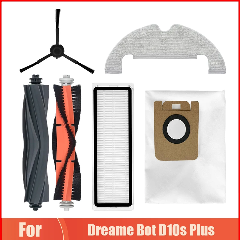 Pièces de rechange pour aspirateur robot Dreame D10s Plus, rouleau, brosse latérale, filtre Hepa, vadrouille, chiffons de gril, sacs à poussière de rechange