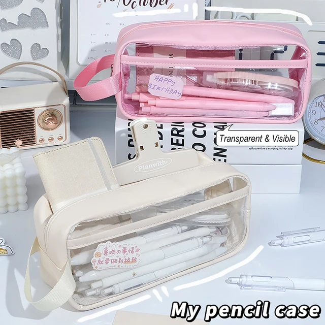 Large Capacity Pencil Bag Pink Aesthetic School Pencil Box Stationery  Supplies Pen Case Zipper Pencil Pouch School Supplies - AliExpress