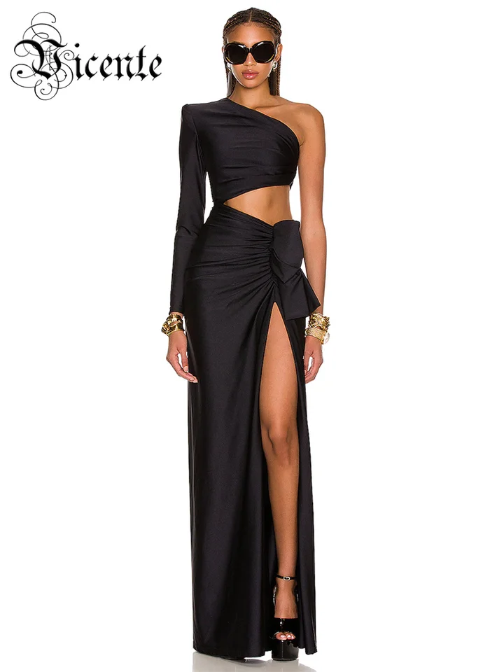 black maxi dress with slit