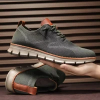 2024 Men Sneakers Plus Size Trendy British Style Summer Breathable Soft Male Sports Shoes Fashion Solid Woven Mesh Running Flats 1