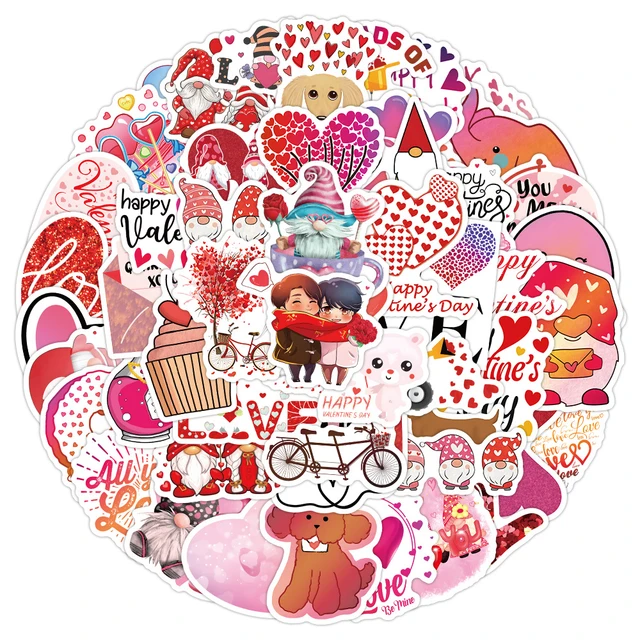 10/50pcs Love Stickers For Notebook Laptop Scrapbooking Material Adesivos  Pink Stickers Vintage Valentine's Day Craft Supplies - Stationery Sticker -  AliExpress