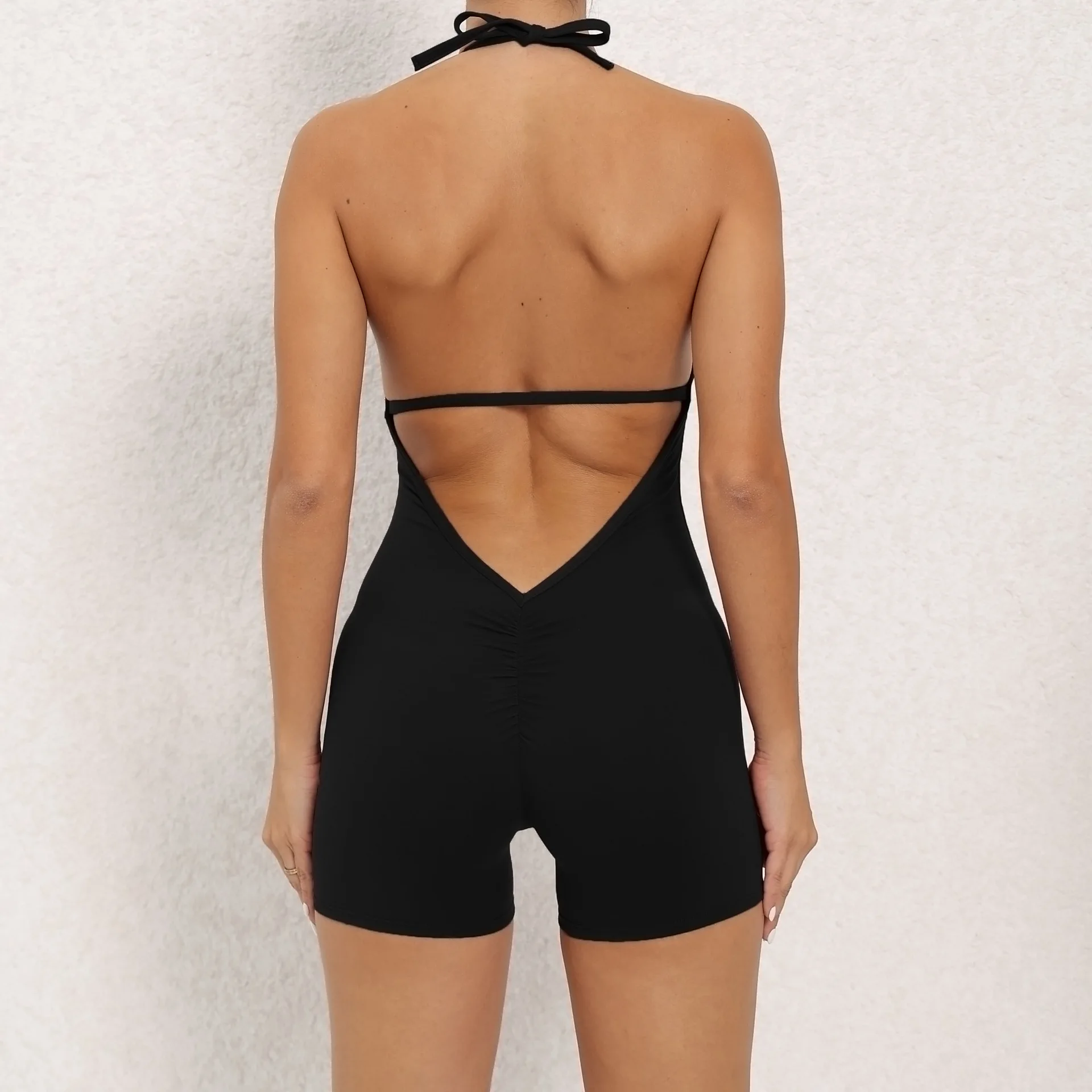 Tight fitting jumpsuit, beautiful back yoga pants, women's high elastic one piece fitness suit bodysuit