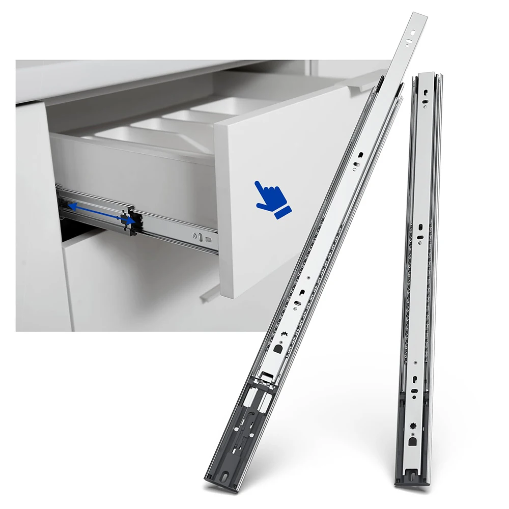 Drawer Slides 12-16 inches Stainless Steel Drawer Slides Soft Close Drawer Track Rail Sliding Three-Section Cabinet Slides Furniture Hardware