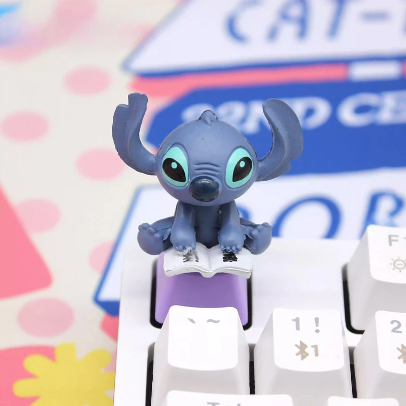 

Cartoon Stitch Resin Dolls Model Personalized Keycaps for Cross Axis Mechanical Keyboard 3D Cute Anime Gamer Student R4 Key Caps