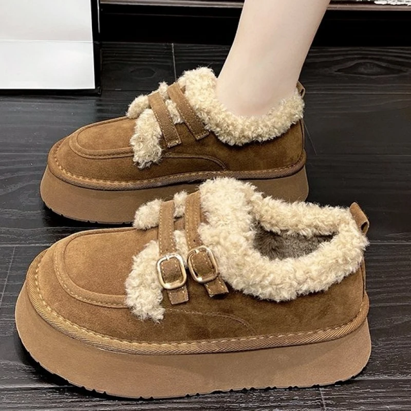 2024 Winter Warm Snow Boots Fur Design Women New Short Boots Non-slip Light Comfortable woman Home Slippers High Top Bread Shoes