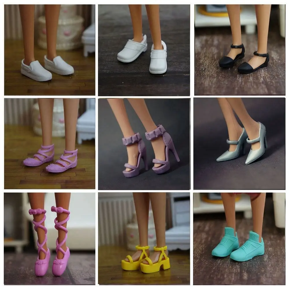 

30 Styles Colorful Plastic Doll Shoes Female Fashion 1/6 Dolls Boot Foot Length 2.2cm High Heels Shoes Doll Sneakers Accessories