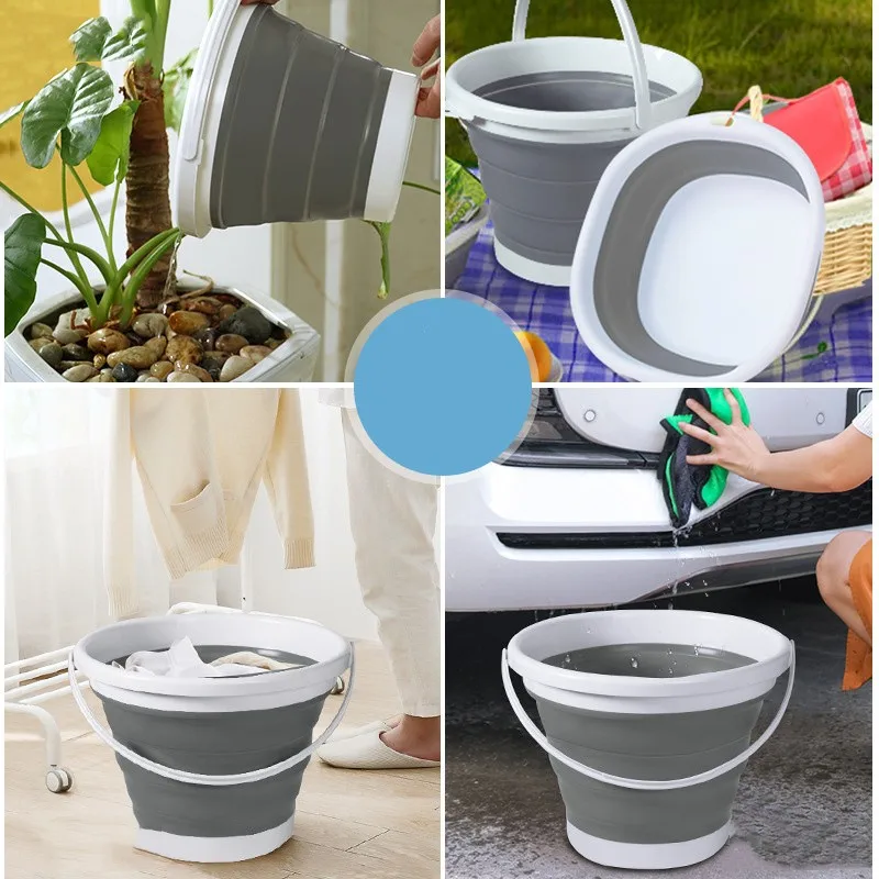 3-10L Collapsible Bucket Round Silicone Bucket Laundry Car Washing Bucket Outdoor Fishing Travel Camp Bucket Household Storage