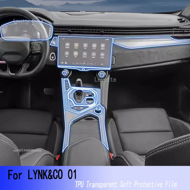 For LYNK&CO 01 021-2023 TPU Car Interior Gear Dashboard Protective Film Transparent Anti-scratch Accessories