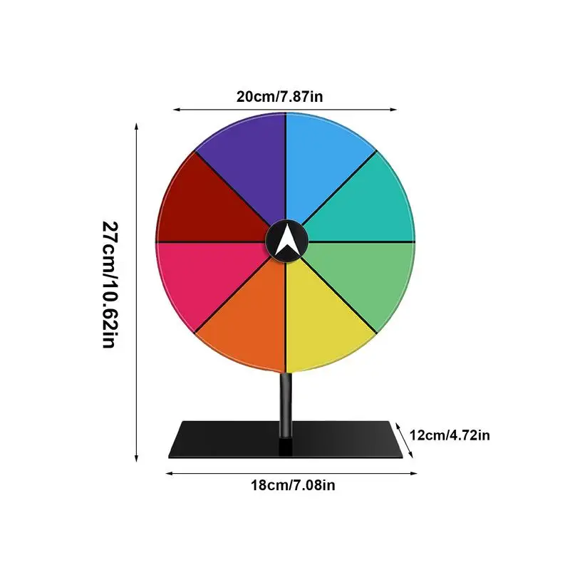Spin Prize Wheel 8 Slots Heavy Duty Editable Spin Wheel Color Roulette Wheel Stand Included Tabletop Prize Wheel for  child toys 6