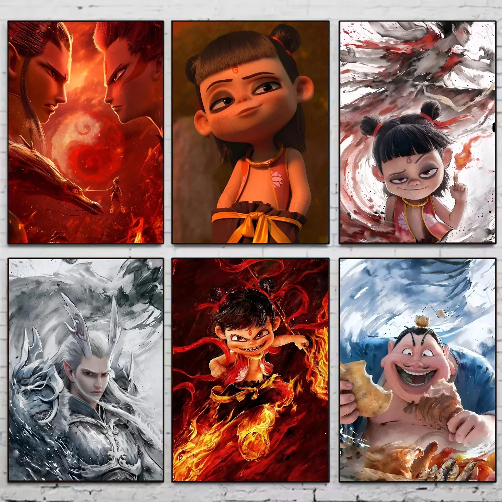 Chinese myth animation Nezha Poster HD art sticky wall waterproof home living room bedroom bar aesthetic decoration