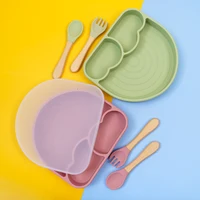 New Design Silicone Dining Plate Suction Cute Cartoon Rainbow Dishes Toddle Training Feeding Sucker Bowls Children's Tableware 2