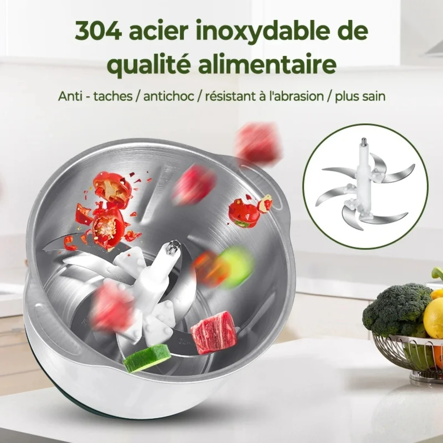 Stainless Steel Meat Grinder Food Crusher Vegetable Slicer Chopper 4