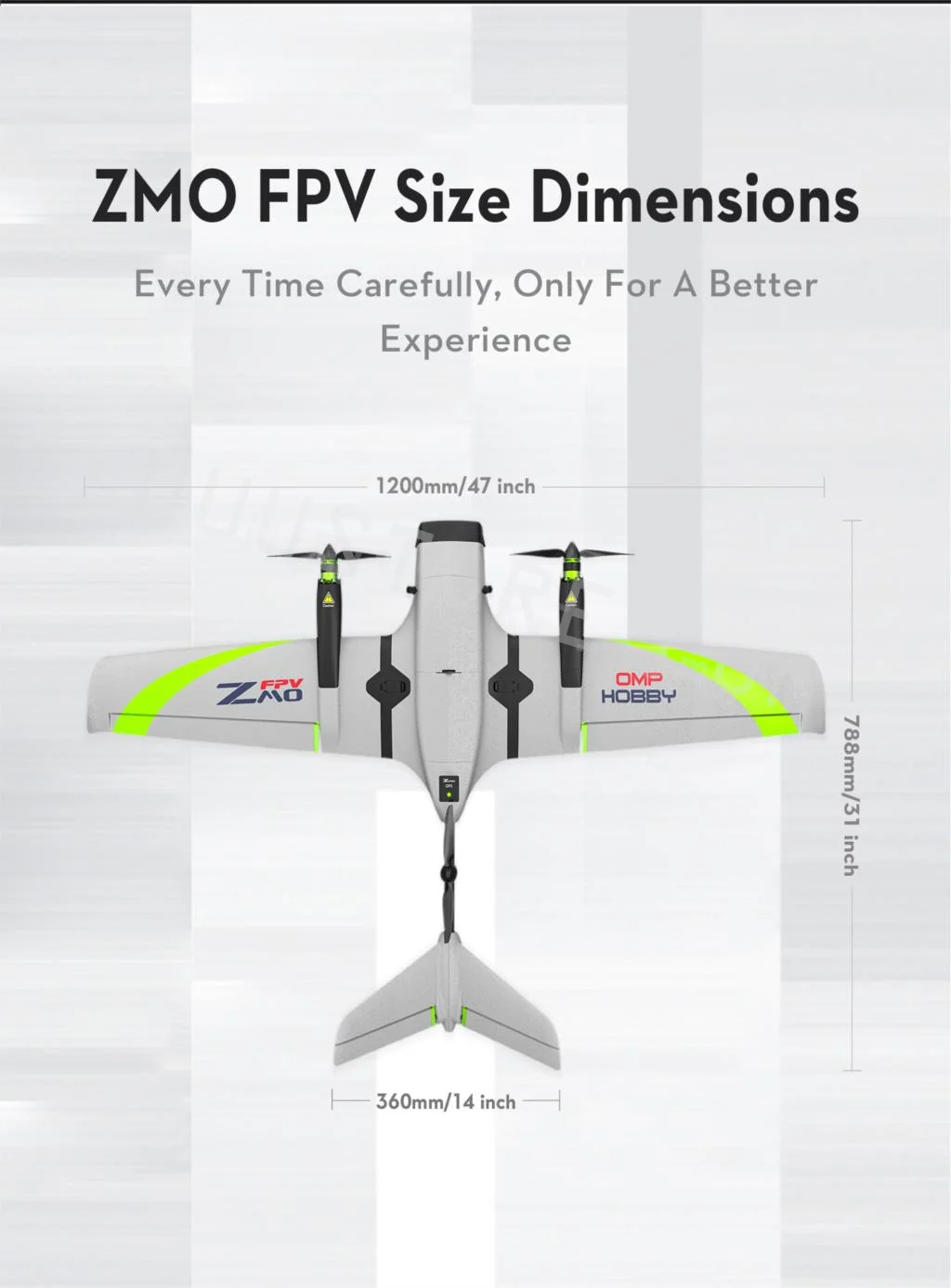 OMPHOBBY ZMO VTOL RC AirPlane , ZMO FPV Size Dimensions Every Time Carefully, Only For A Better Experience 1