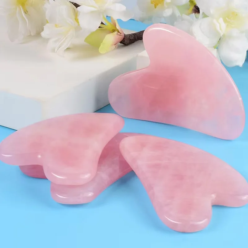 Face Massager Rose Quartz Crystal Jade Gua Sha Face Lift Spa Natural Stone Guasha Massage Beauty Tools for Face Neck Back Body