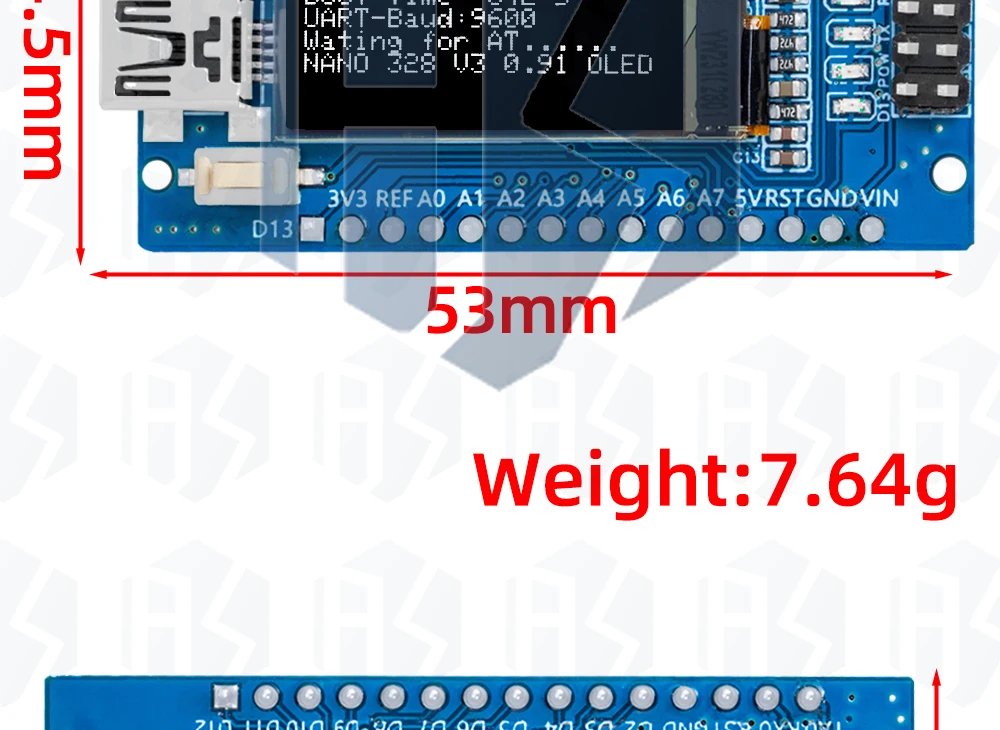 1~5PCS Nano V3.0 Entwicklungsboard ATmega328P CH340C 0,91'' weißes OLED-Display 128*32 für Arduino Nano V3.0 MINI USB – Detail 14