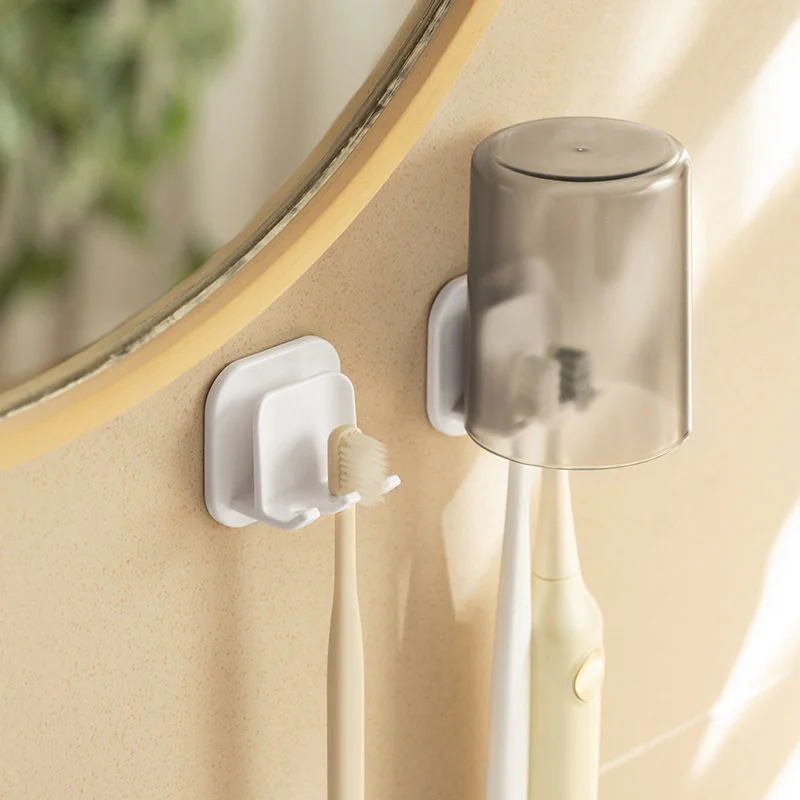 1PCS Wall Mounted Toothbrush Holder Tumbler Cup Storage Rack Shower Hanging Shelves for Bathroom Kitchen Toilet Accessories