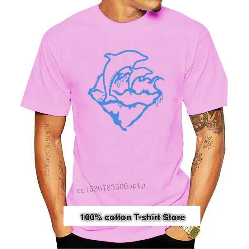Camiseta Con Emblema De Ola De Delfin Rosa Para Hombre, Ropa De Calle, Azul Blanco, Devitida, Unisex