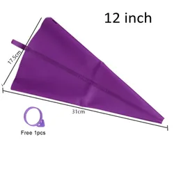 Deluxe Cake Decorating Kit - Stainless Steel Nozzle and Pastry Bag Set (12inch purple bag)