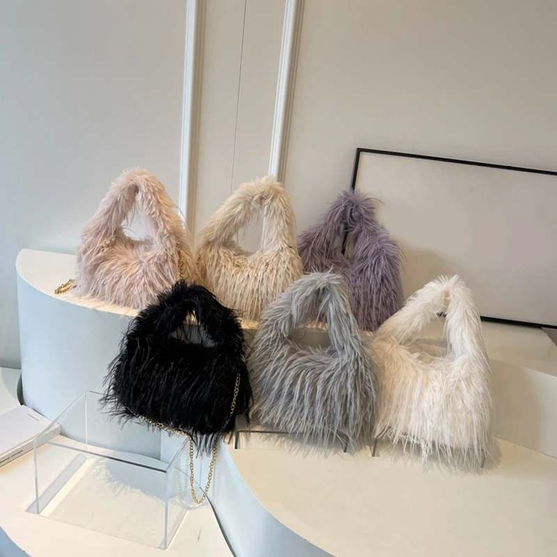 Mao Mao Bag Autumn and Winter 2024 Bag Versatile Plush Messenger Bag Women's Korean Version Shoulder Handbag Bag