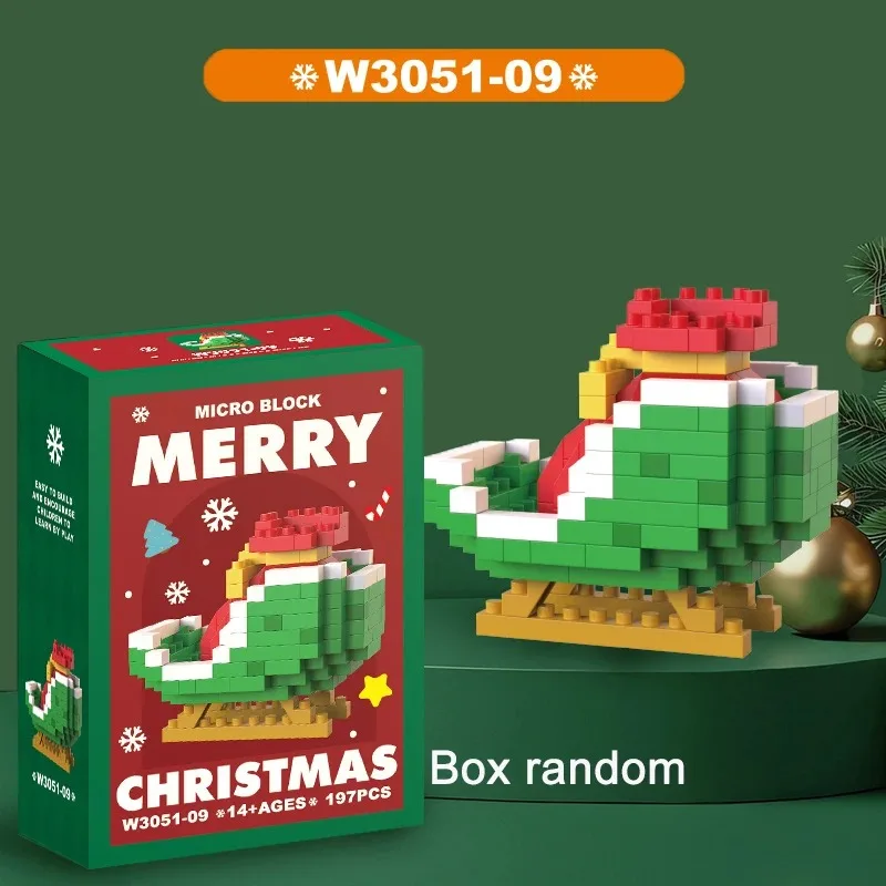 Festive Santa & Reindeer Building Block Puzzle - Holiday Table Decoration Toy