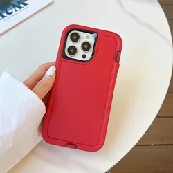 Durable Heavy Duty Shockproof Armor Phone Case - 3 - in - 1 Protection - iPhone 8 (Red black)