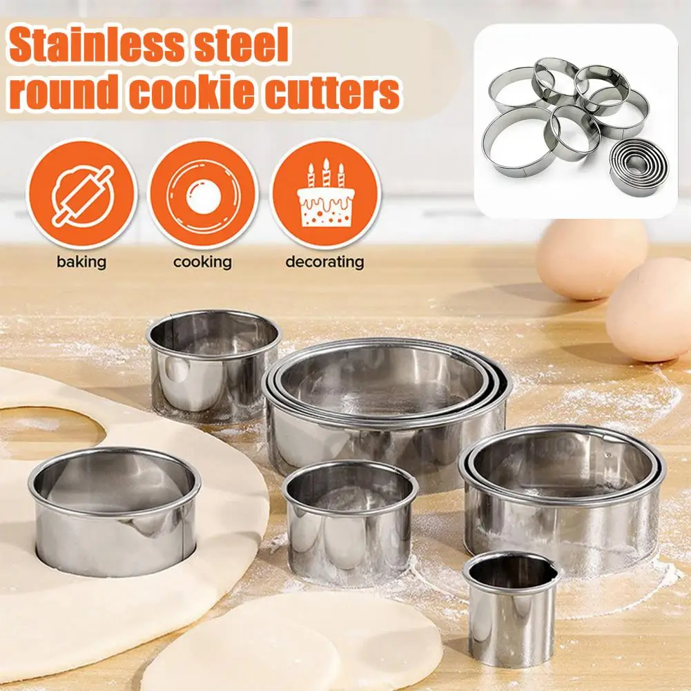 1 Set Cookie Cutter，Stainless Steel，Circle Biscuit Cutter，Effortless，Round Cookie Cutter Set，Baking Dough Tools