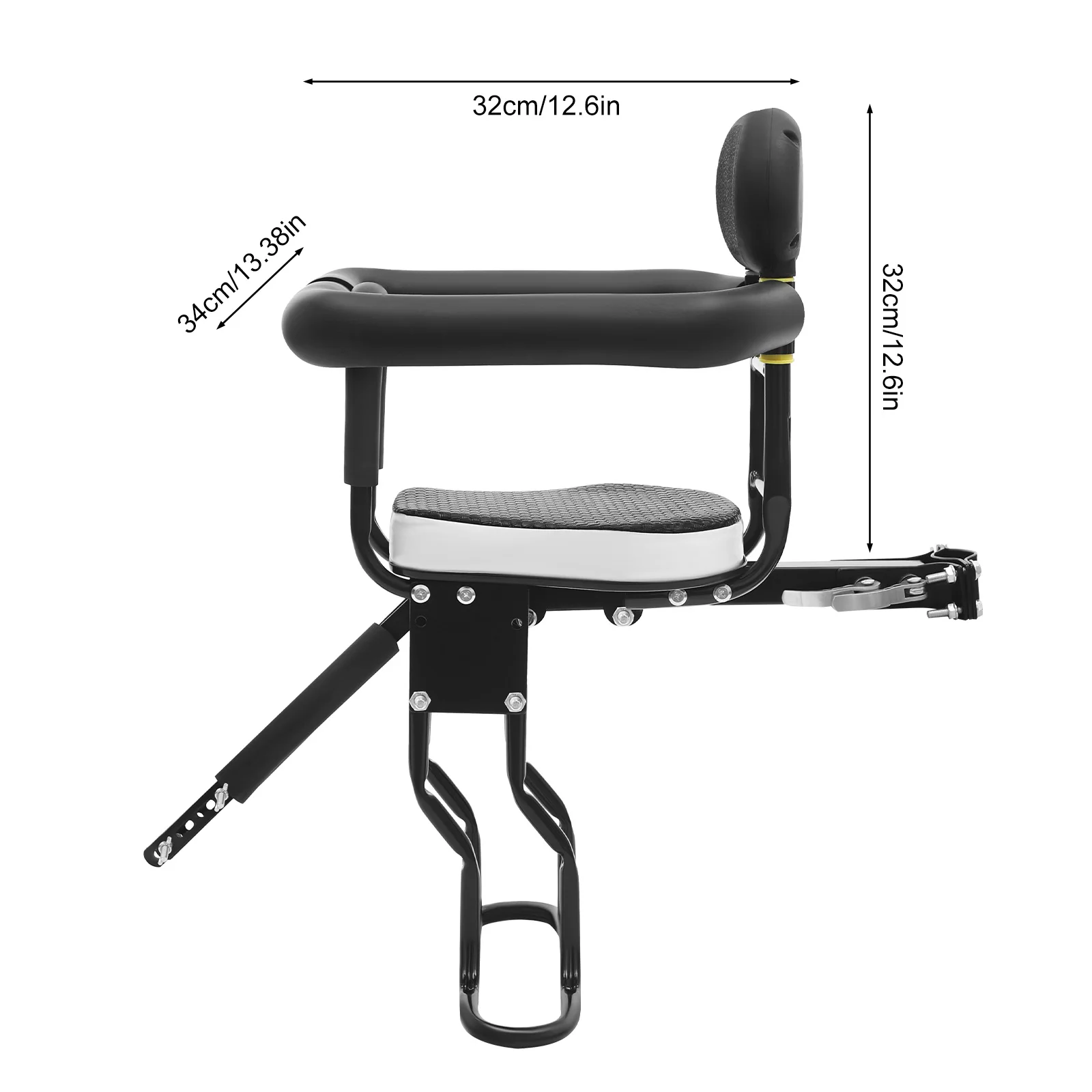 Front-Mounted Child Bike Seat with Adjustable Pedals and Guardrails,