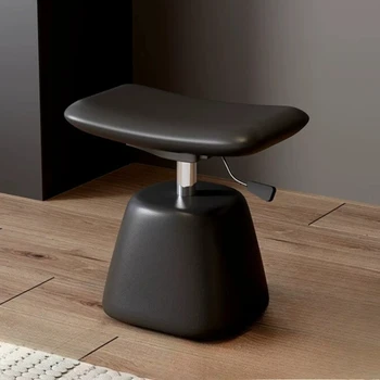 Sgabello da trucco sollevabile di lusso leggero per camera da letto, bianco e nero, sedia da toeletta premium, sgabello per vanità, ottoman per comò, mobili per la casa