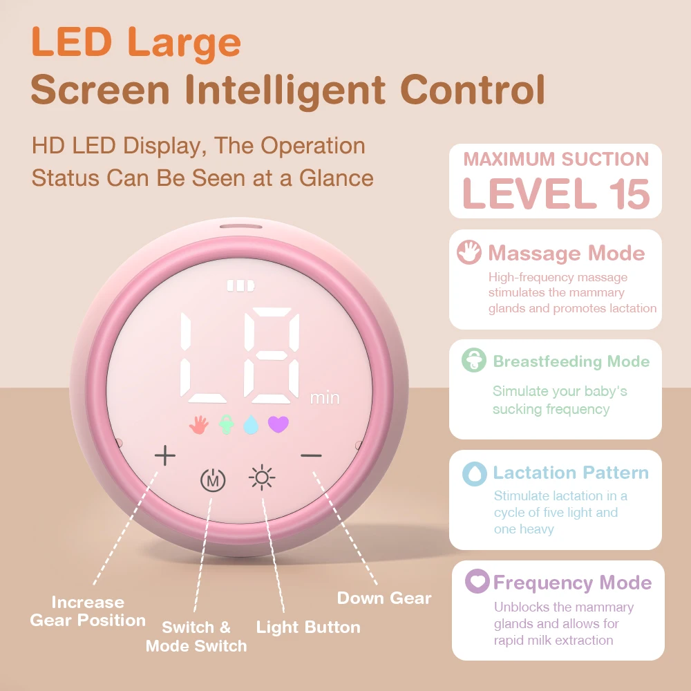 Dr.isla Portable Electric Breast Pump with Night light Milk Puller for Breastfeeding Low Noise with 180ml Milk Bottle BPA-Free electric breast pump