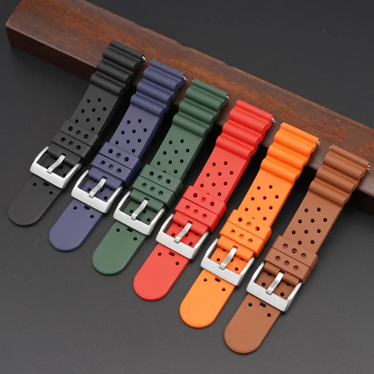 Breathable Sport Waterproof Fluoro Rubber Strap - Quick Release Watch Band Bracelet