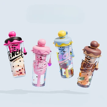 880ml Sports Water Bottle with Straw & Strap, BPA-Free Leak-Proof Plastic Cup, Portable Tea Infuser for Women Outdoor Gym Hiking