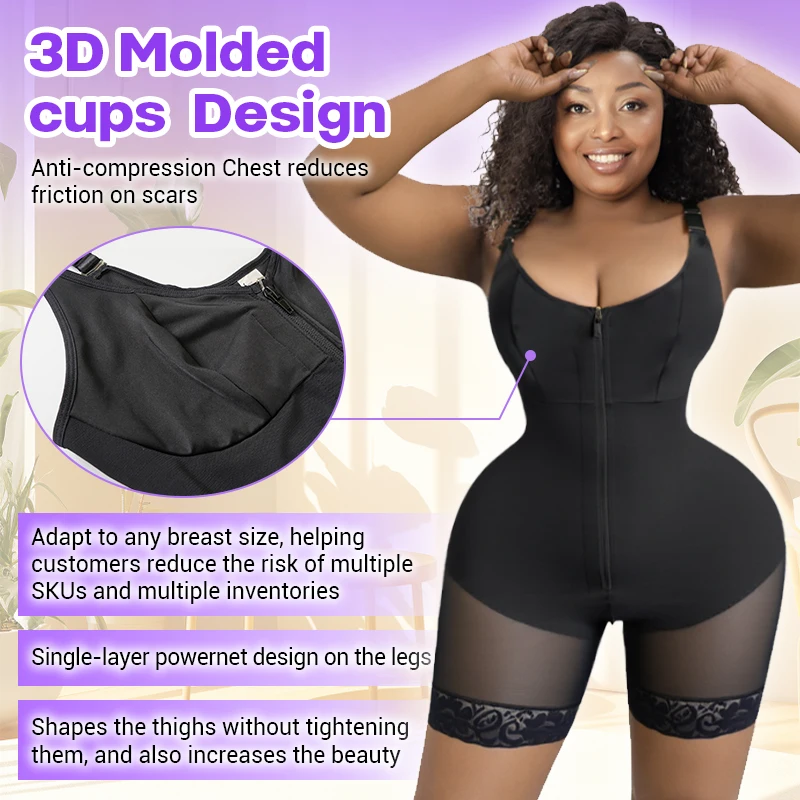 Firm control shapewear with cupless upper design and comfortable wire-free structure