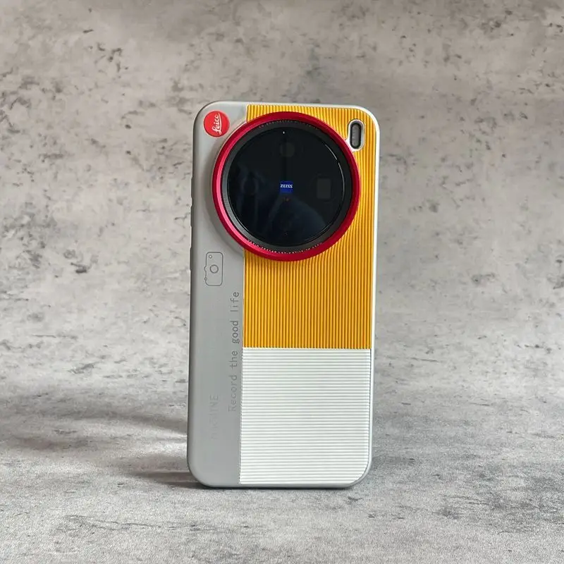 Elegant Vertical Striped Leather Case with Camera-Style Protection and Shockproof Bumper
