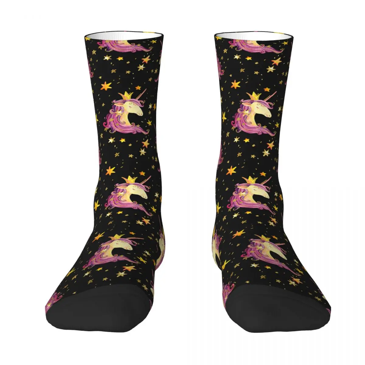 Cute Unicorns And Stars Seamless Pattern Adult Socks,Unisex socks,men Socks women Socks unisex adult halloween skeleton pattern skull half finger gloves glow in the dark fingerless stretch knitted winter mittens