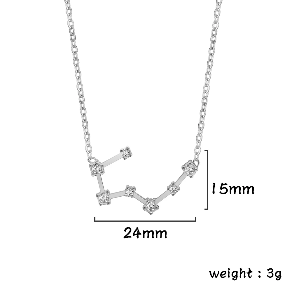 Edelstahl Stern Sternzeichen Halskette 12 Sternbild Anhänger Halskette Kristall Charm Kette Choker Halskette für Frauen Geschenk – Detail 15